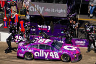 Alex Bowman (48) pits during the 2024 GEICO 500 at Talladega Superspeedway. Source: Imagn